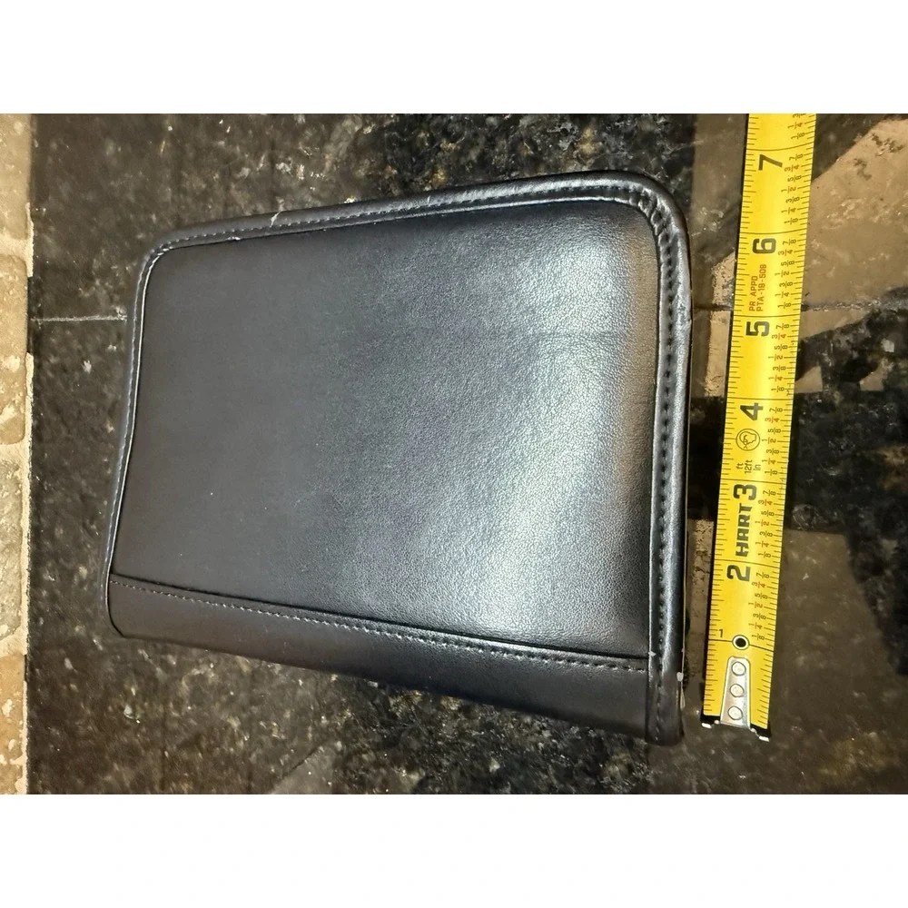Franklin Covey Planner Small Black Faux Leather Classic Organizer Zip 6 Ring